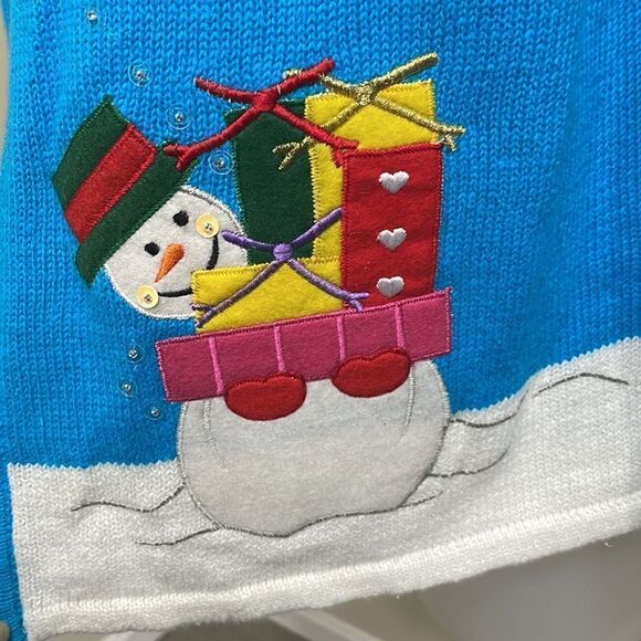 NWOT Tiara International Snowman Cardigan Sweater.  Size L large 12/14 - Picture 5 of 9